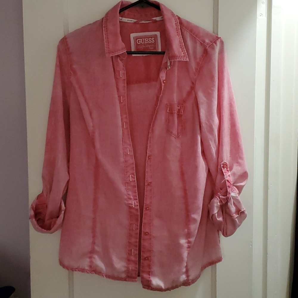 Pink button up shirt